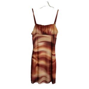West Of Melrose Sun Dress Juniors S Spaghetti Strap Brown Cream Fairy Grunge Y2k